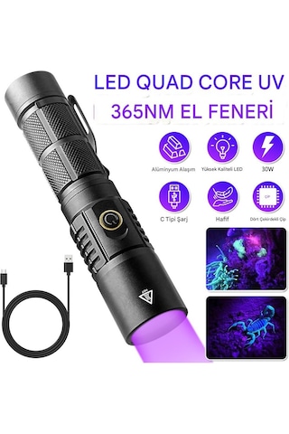 30w 365nm Profesyonel Güçlü Mor Uv Işık Para Kontrol Feneri Uv La