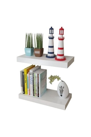 T.concept Dekoratif, Dikdörtgen Duvar Raf Beyaz 40 X 24 X 4 Cm