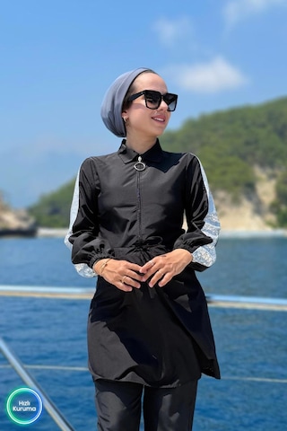 Kahijab Payet Detay Tesettür Mayo - Siyah Siyah