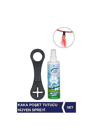 Restil Köpek Kaka Poşeti Tutucu Aparat + Parfümsüz Koku Alerjen Giderici Mama Kabı Temizleyici Sprey 200ml