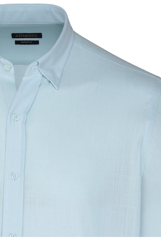 Hatemoğlu Mavi Comfort Fit 100% Pamuk Düğmeli Yaka Uzun Kollu Casual Gömlek 4112010