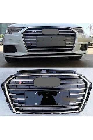Audi A3 Uyumlu 2016-2020 Panjur S3 Siyah-krom