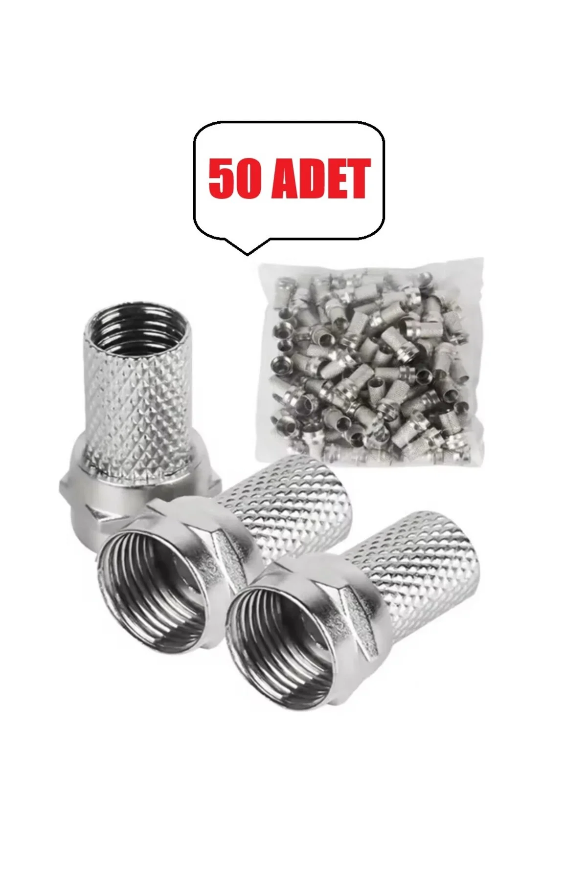50 Adet Tv/uydu Anteni Koaksiyel Kablo F/f Konnektör Rg6 / U4 Uydu Anten Kablosu Vida Tipi Jak