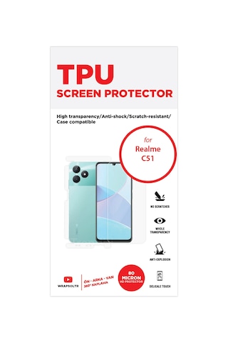 Realme C51 Ön Arka Yan Tam Kaplama 360 Derece Full Body Tpu Film