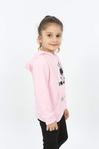 Toontoy Kız Çocuk Yıldızlı Zebra Baskılı Kapüşonlu Sweatshirt Pembe