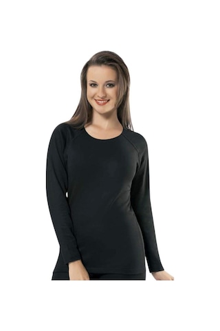 Kadın Siyah Uzun Kollu Üst Termal Sıcak Tutan Içlik Lingaooms 2007b Siyah