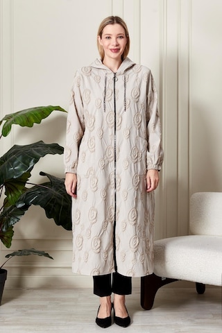 Kadın Büyük Beden Kapüşonlu Jakar Kap Siyah