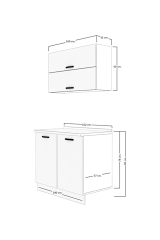 Decoraktiv Mini 100y Mdf Hazır Mutfak Dolabı - Tezgah Dahil - Naturel Pera Meşe