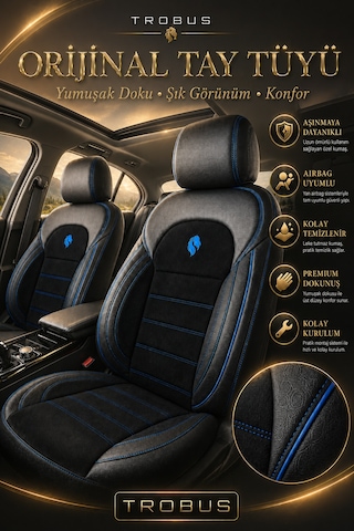 Honda Civic Fc5 2016-2021 Uyumlu Lion Serisi Tay Tüyü Mavi Premium Koltuk Kılıfı