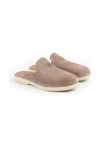 Libero L5950 Hakiki Süet Arkası Açık Ultra Hafif Eva Taban Erkek Loafer Sabot Ayakkabı Vizon