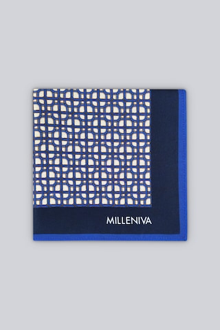Milleniva Zincir Desenli Mavi Beyaz 70x70 Soft Touch Mat Kare Fular