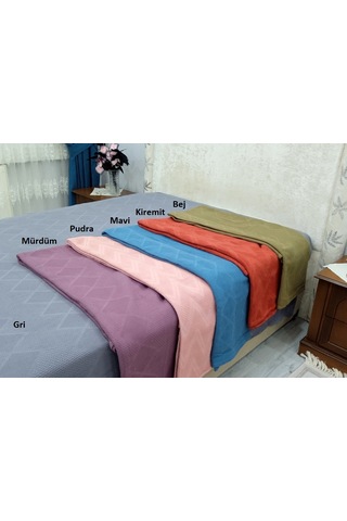 Şaheser %100 Pamuk Çift Kişilik Pike 240x220 Tek Pike -mavi