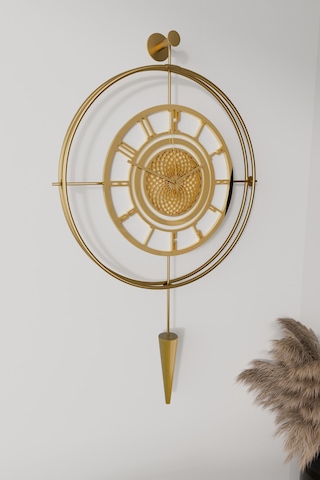 (GOLD-Büyük Boy) - Gold beyaz 7-24 h Lavinya - Kırılmaz Kadranlı (mobilya) Metal Duvar Saati