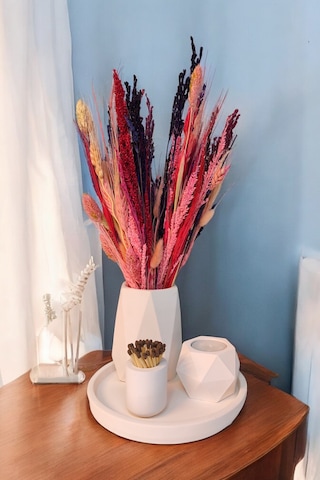 Modern Vazo - Teaighlt Mumluk - Kibritlik Tealight Mum Dahildir Beyaz