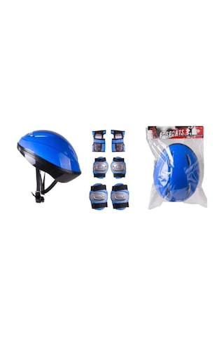 Koruyucu Mavi Kask Dizlik Dirseklik Seti - Güvenli Spor Aktiviteleri İçin Kask Dizlik Dirseklik Renkli