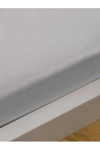 Gri Poplin Çift Kişilik Lastikli Çarşaf 100x200x30 Cm