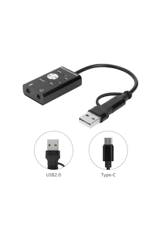 5259 7.1 3.5mm Kulaklık Mikrofon Type C Usb Ses Kartı Multii Fonk