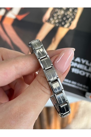 Çelik Gümüş Renk Bileklik Charm Italyan