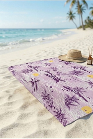 Retro Island Pembe Plaj Havlusu 70 X 150 Cm Pembe - Mor