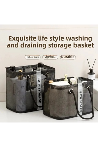 Youtek Sıcak Su İçin Geniş Kapasiteli Şeffaf Banyo Sepeti, Geniş Ağızlı, Katlanabilir, Tuvalet Gereçleri Saklama Çantası Siyah Alçak Model Diğer