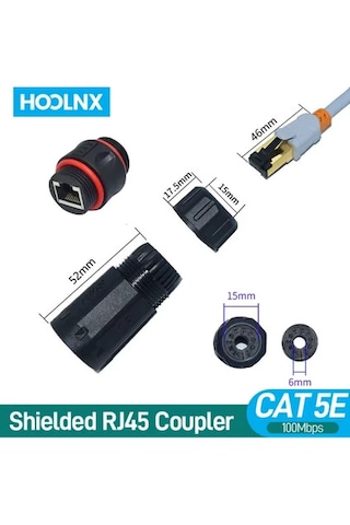 Dış Mekan Ip68 Rj45 Patch Kablo Bağlantısı Konnektörü,cat6 Toz Ve Su Geçirmez 2xrj45 Soket 1 Adet