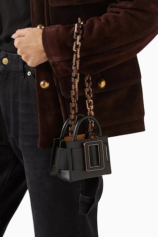 Boyy Micro Bobby Surreal Mini Calfskin, Deri Lüks Çanta Ve Zincirli Omuz Askısı Omuz Çantası Siyah