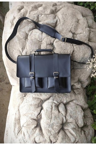 Nyc Giyim Tekstil Hakiki Dana Derisi El Dikişli Deri Evrak Çantası, Omuz Askılı, Çok Gözlü, 35x26x9 Cm, Laptop Ve Tablet İçin İdeal,siyah,kahve,taba Carzy Renk Seçenekleriyle,