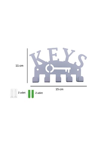 Aju Anahtar Askılığı Keys Yazılı Dekoratif Metal Tasarım Anahtarlık Paslanmaz Hediyelik Beyaz Beyaz