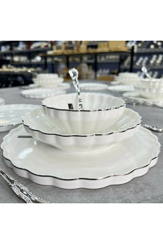 Roy King Twist Silver 24 Parça Porselen Yemek Takımı Hrn018