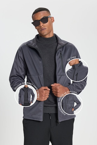 AC&Co / Altınyıldız Classics Erkek Grı Sıcak Tutan Comfort Fit Rahat Kesim Dik Yaka Mont Gri