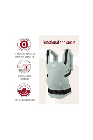 Manduca First Ergonomik Bebek Taşıyıcı 3 Taşıma Pozisyonu, Ayarlanabilir ve Konforlu Portbebe Nane Tek Ebat