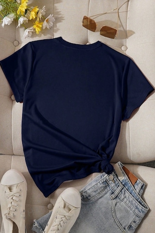 Uyguntarz Unisex Leopar Kalp Baskılı Oversize T-shirt Lacivert