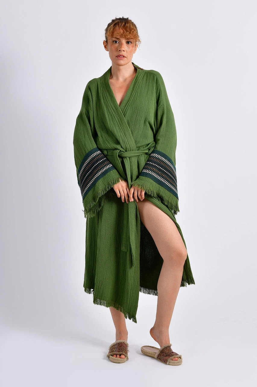 Brandsmithshop Olive Zeytin Yeşili Symbol Nomad Kimono Çok Renkli