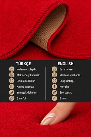 2 Li Banyo Paspası Halısı Seti Kaymaz Tabanlı Yıkanabilir Klozet Takımı Kırmızı