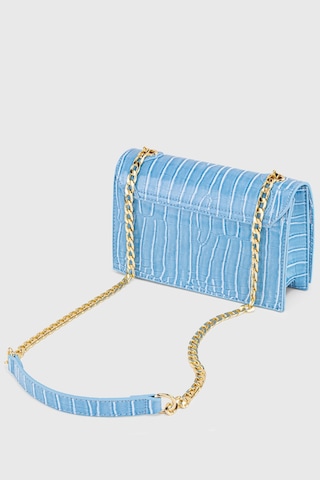 Housebags Kadın Mavi Zincirli Kilitli Timsah Desenli Çapraz Askılı Çanta 224 Mavi