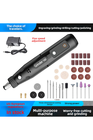 Springsun 110-220v Çift Enerji Kaynağı El Tipi Mini Elektrikli Taşlama Makinesi - Delme, Oymak, Kesme, Parlatma İçin 147 Parça Aksesuar Seti