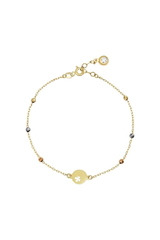 14 Ayar Altın Dorika Yonca Bileklik - 17 Cm / Yonca - Sarı Sarı Altın