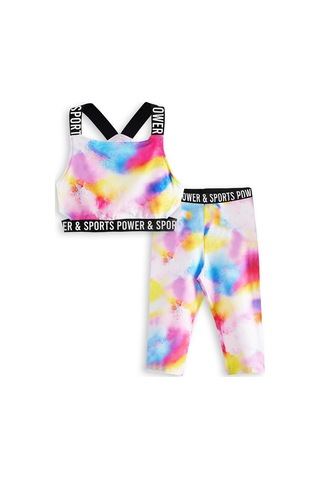 Denokids Batik Kız Çocuk Crop Top Spor Tayt Takım Renkli Çok Renkli