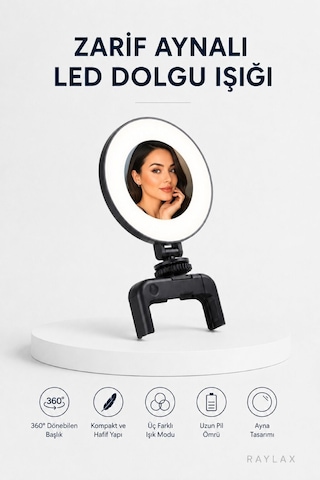 Aynalı Şarjlı Ring Light Telefon İçin Klipsli Led Selfie Işığı