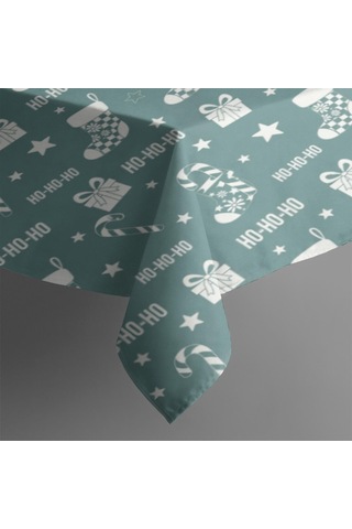 Noel Desenli Dikdörtgen Masa Örtüsü 60x84 İnç, Su Geçirmez Ve Leke Tutmaz Noel Çorap Simgesi