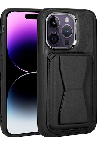 Apple Uyumlu iPhone 14 Pro Max Kılıf Kartlıklı Standlı Deri Memo Kapak