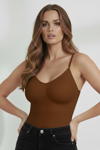 Mistirik Mamey Örme Kumaş Yapılı Toparlayıcı Çıtçıtlı Bluz Kahve Renk7