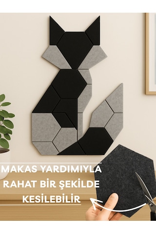 12'li Akustik Panel Ses Isı Yalıtım Duvar Kaplama Siyah 26x30 Cm