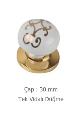 5 Adet Tomurcuk Porselen Düğme Mobilya Kulp Altın Yaldız Desen