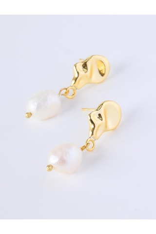 Jimmy Key Altın Rengi İnci Figürlü Sallantılı Modern Küpe 6ww439255150