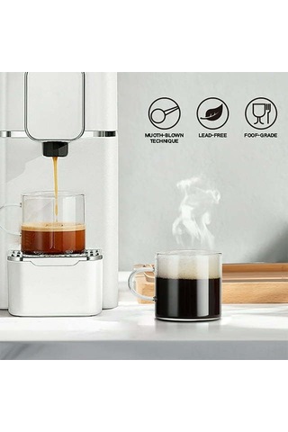 Yaozixa 4'lü 118 Ml Borosilikat Cam Espresso Bardak Seti, Kollü, Mikrodalga Ve Lavaboda Güvenli, Sıcak/soğuk İçecekler İçin Şeffaf