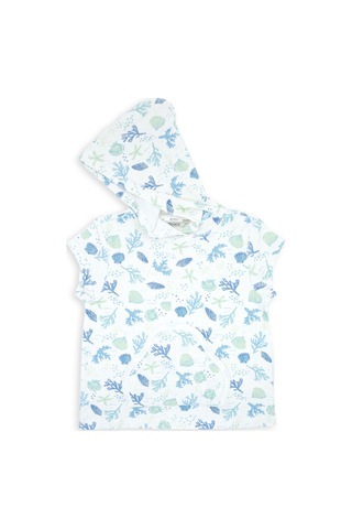 ORGANİK HAVLU KUMAŞ KAPÜŞONLU KOLSUZ KIZ ÇOCUK TSHİRT Ekru