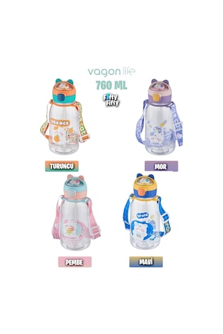Vagonlife Pipetli 3d Hayvan Figürlü Çocuk Su Matarası 760 ML -ffvgn2021