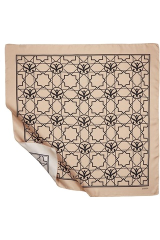 İpekevi Twill İpek Eşarp - Seljuk Monogram - Vizon Siyah - Gri