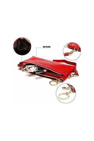 Didadodo Bayanlar Çok Fonksiyonlu Sığır Derisi Fermuarlı Bozuk Para Cüzdanı Araba Anahtarı Kutusu Mor Renk, Mor Tasarım Mor